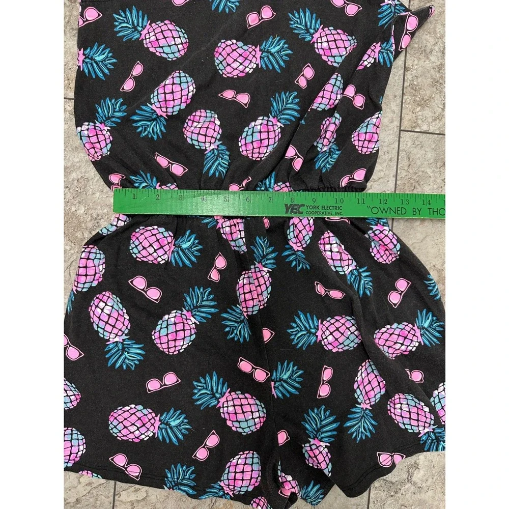 Justice Romper Black Pineapples Eyelet Lace Pinks Blues Size 18 READ